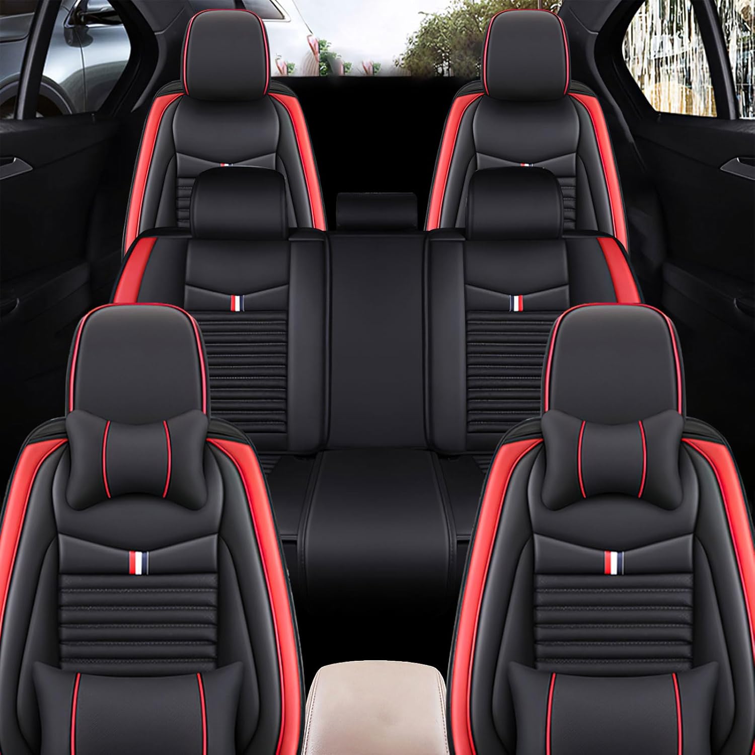 Anxinfengpei Funda de asiento de automóvil para Dodge Journey 2009-2020, funda de asiento de coche de 7 asientos, juego completo con almohada,