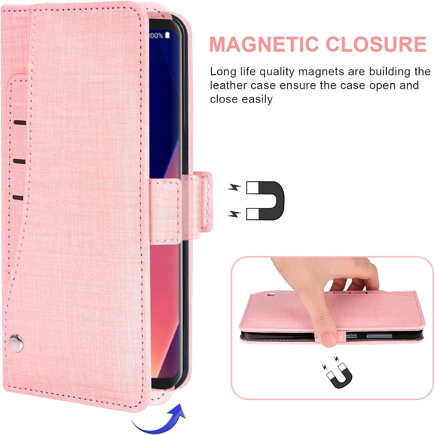Asuwish Compatible con LG V35 ThinQ V30 Plus – Funda tipo cartera, protector de pantalla de vidrio templado y portatarjetas, fundas para teléfono