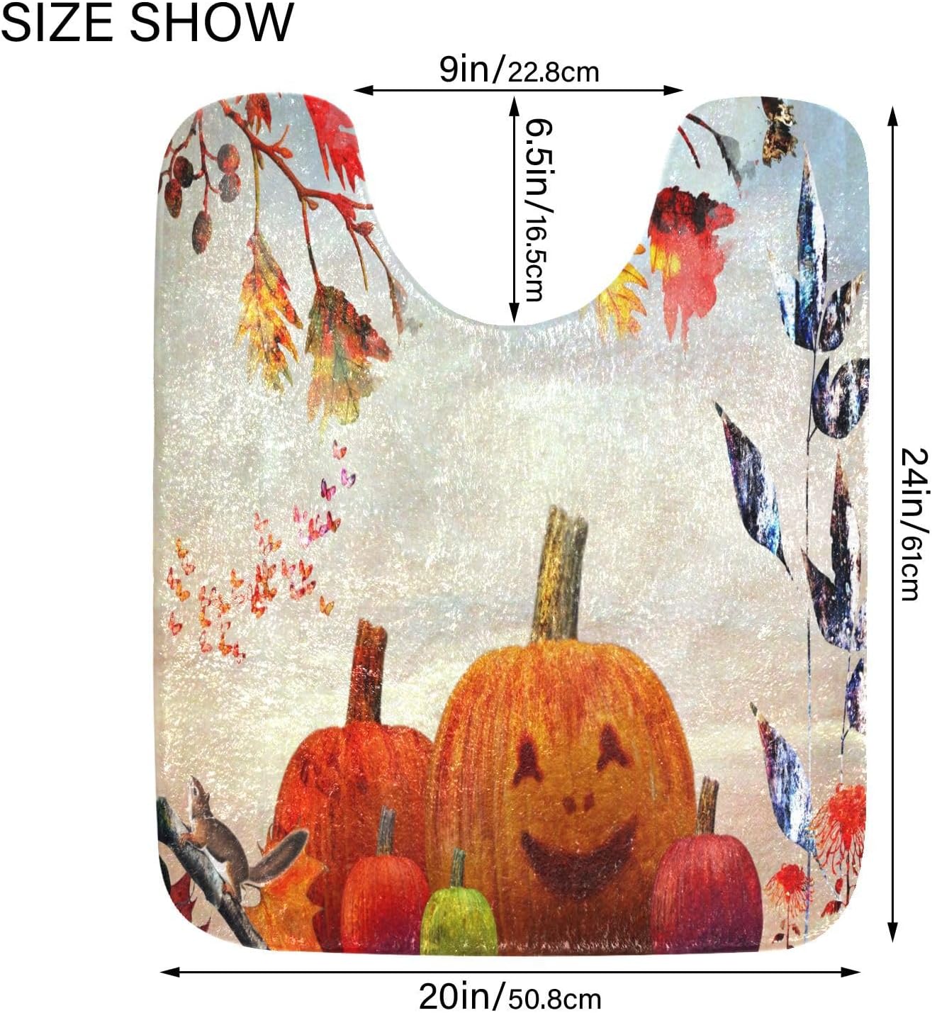 Bathroom Rugs Sets 2 Piece 24×16+24×20 Inch,Soft U-Shaped Contour Toilet Rug Halloween Pumpkin Retro Non-Slip Absorbent Bath Floor Mat Carpet Set