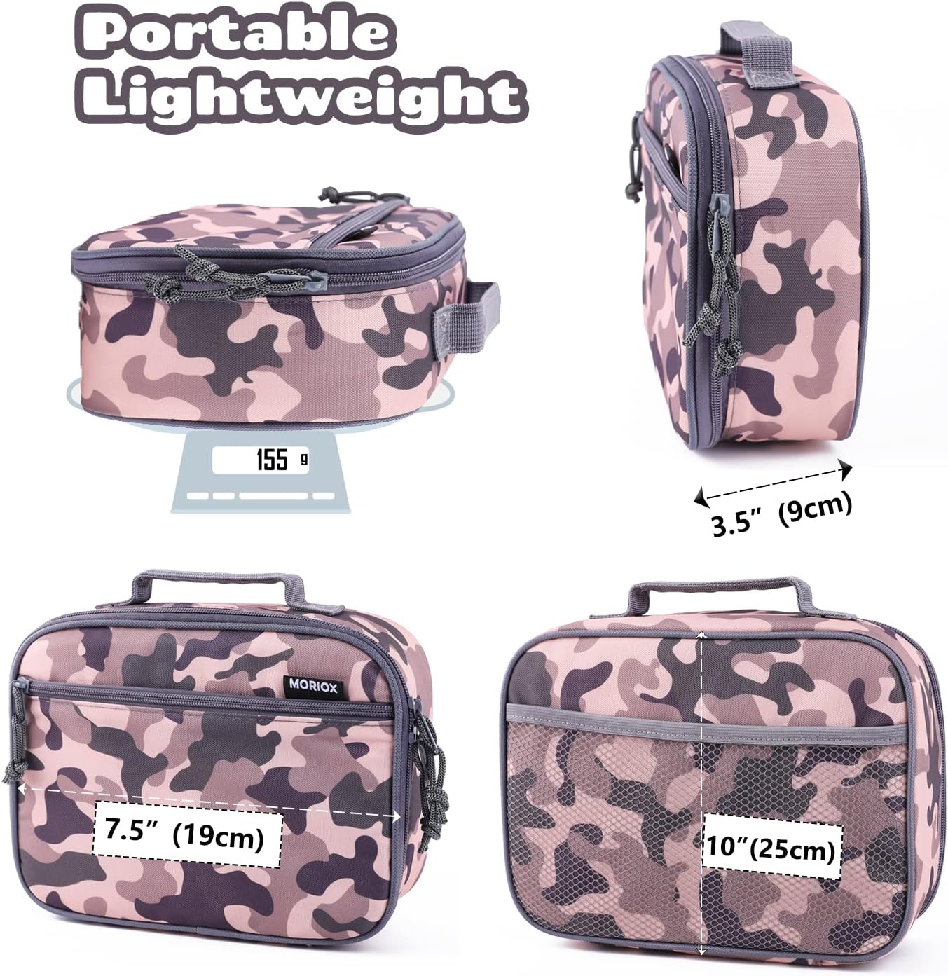 MORIOX Lonchera para niños, bolsa aislante suave de camuflaje, minihielera para el regreso a clases, kit de bolsa térmica para comidas para niños y