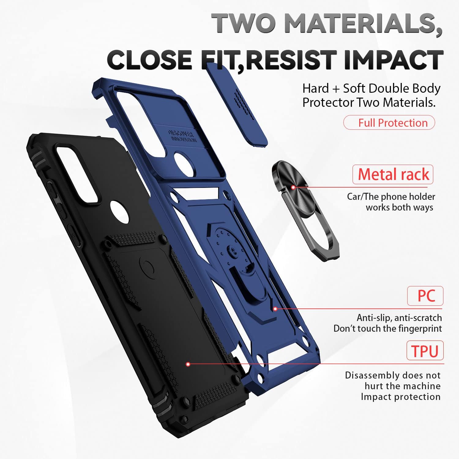 SunStory Funda para Motorola Moto G Play 2023, funda Moto G Pure, Moto G Power 2022 con protector de pantalla HD, cubierta de cámara deslizante y