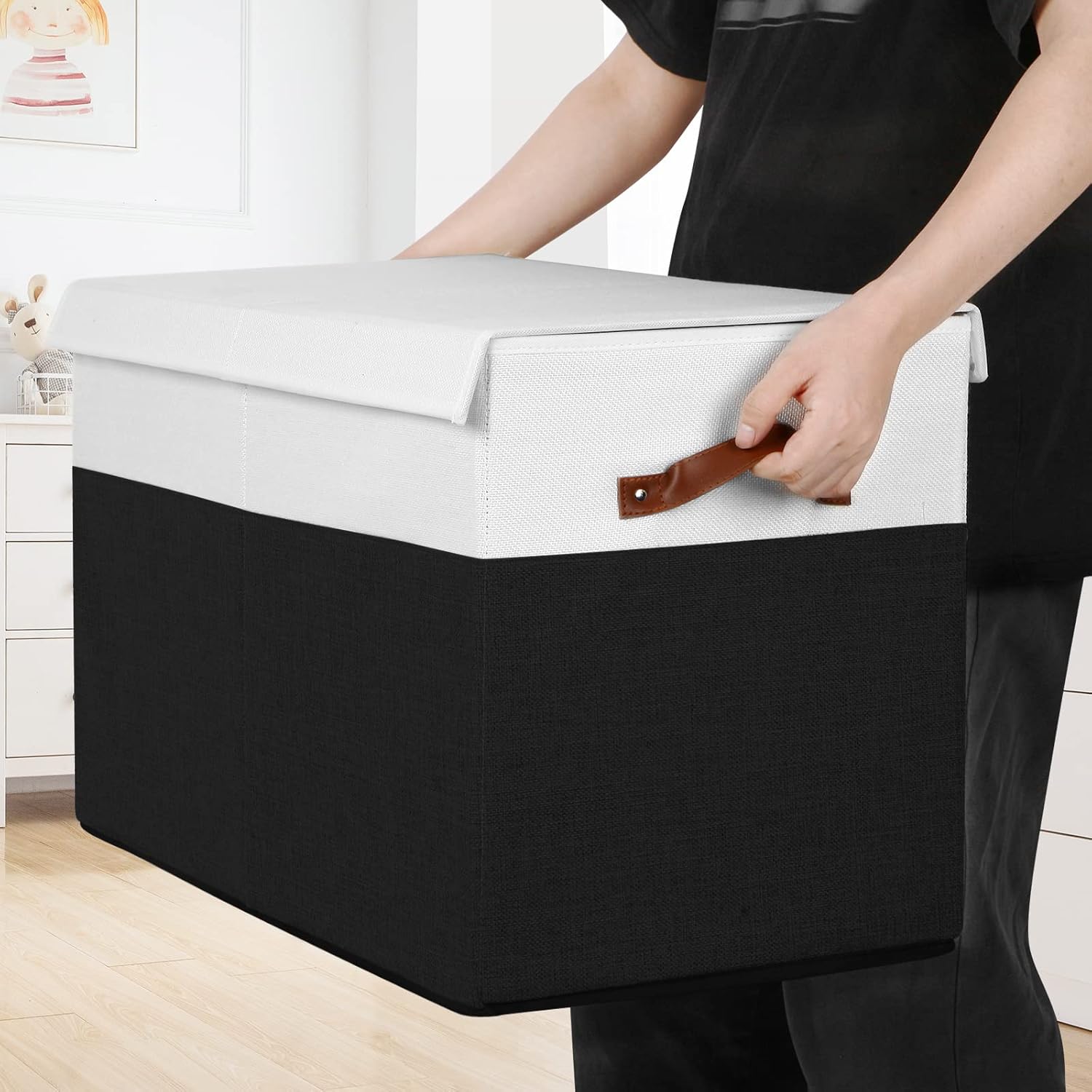 Caja de juguetes, contenedores de almacenamiento plegables y resistentes con tapas, cajas organizadoras de juguetes extra grandes para niños