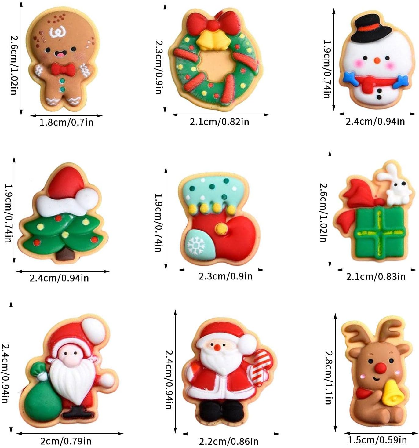 Resina de Navidad  Botones de resina de Navidad con parte trasera plana para manualidades, decoración de álbumes de recortes. Wynott