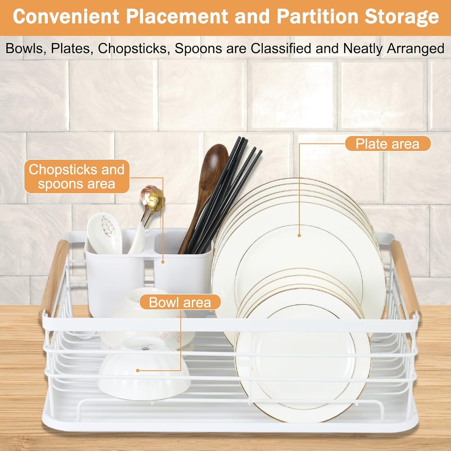 UUUppplike – Escurridor de platos, para encimera de cocina, sobre el fregadero, tabla de drenaje. Escurridor de platos duradero, soporte para