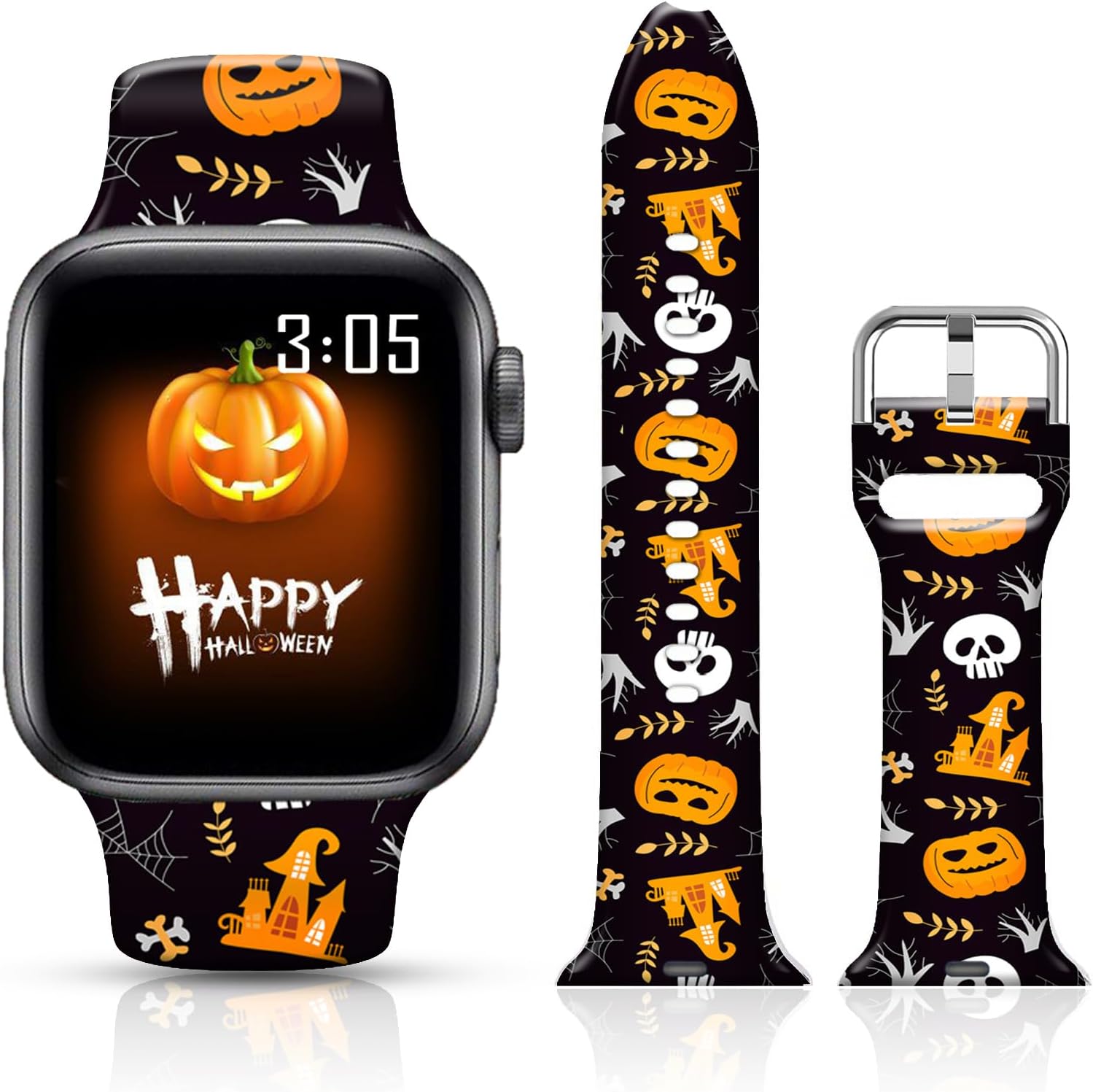 Correas florales de silicona compatibles con Apple Watch de 1.929 in 1.772 in 1.732 in 1.654 in 1.614 in 1.575 in 1.496 in, correa deportiva de