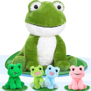 MorisMos Juguetes de peluche de rana grande, gran peluche verde de rana mamá y 4 juguetes de rana bebé para niños, lindos juguetes de sapo de MorisMos Juguetes de peluche de rana grande, gran peluche verde de rana mamá y 4 juguetes de rana bebé para niños, lindos juguetes de sapo de