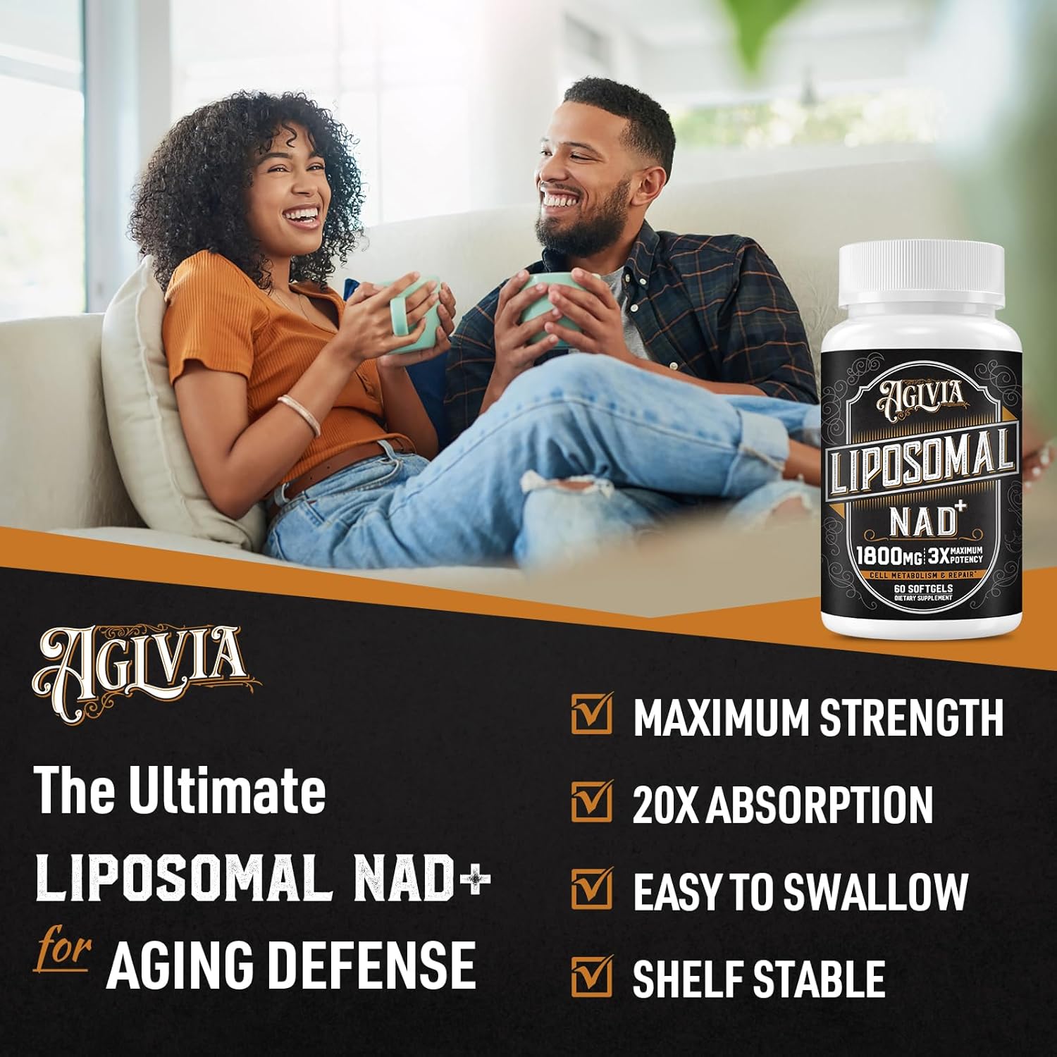Suplemento liposomal NAD de 1800 MG, suplemento NAD+ similar a la ribósido de nicotinamida, suplemento NAD Plus 98% puro para refuerzo de energía y