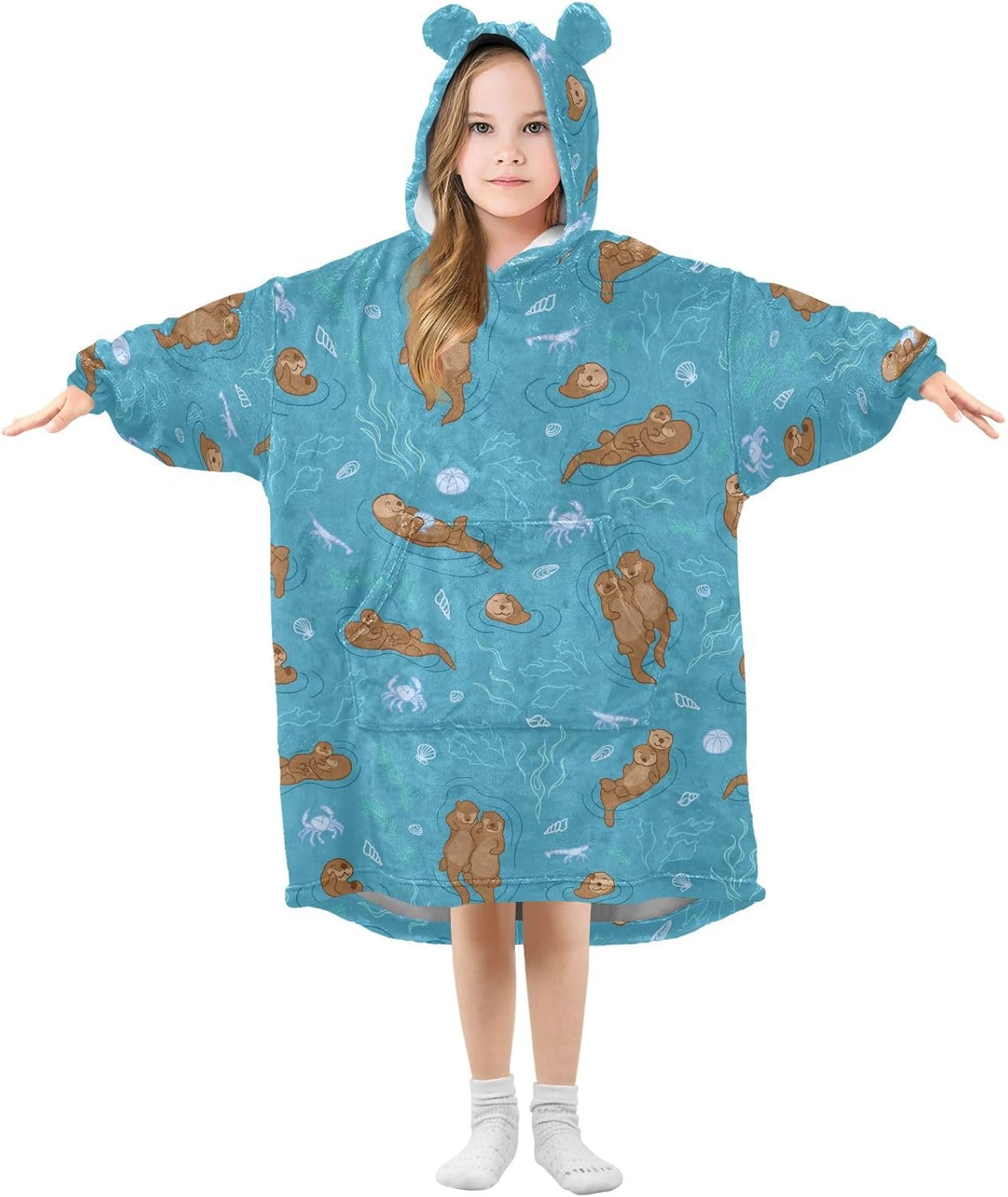 Wearable Blankets for Kids, Soft Warm Cozy Oversized Blanket Hoodie, Gifts 3-14 Y Boys Girls Teens with Pocket