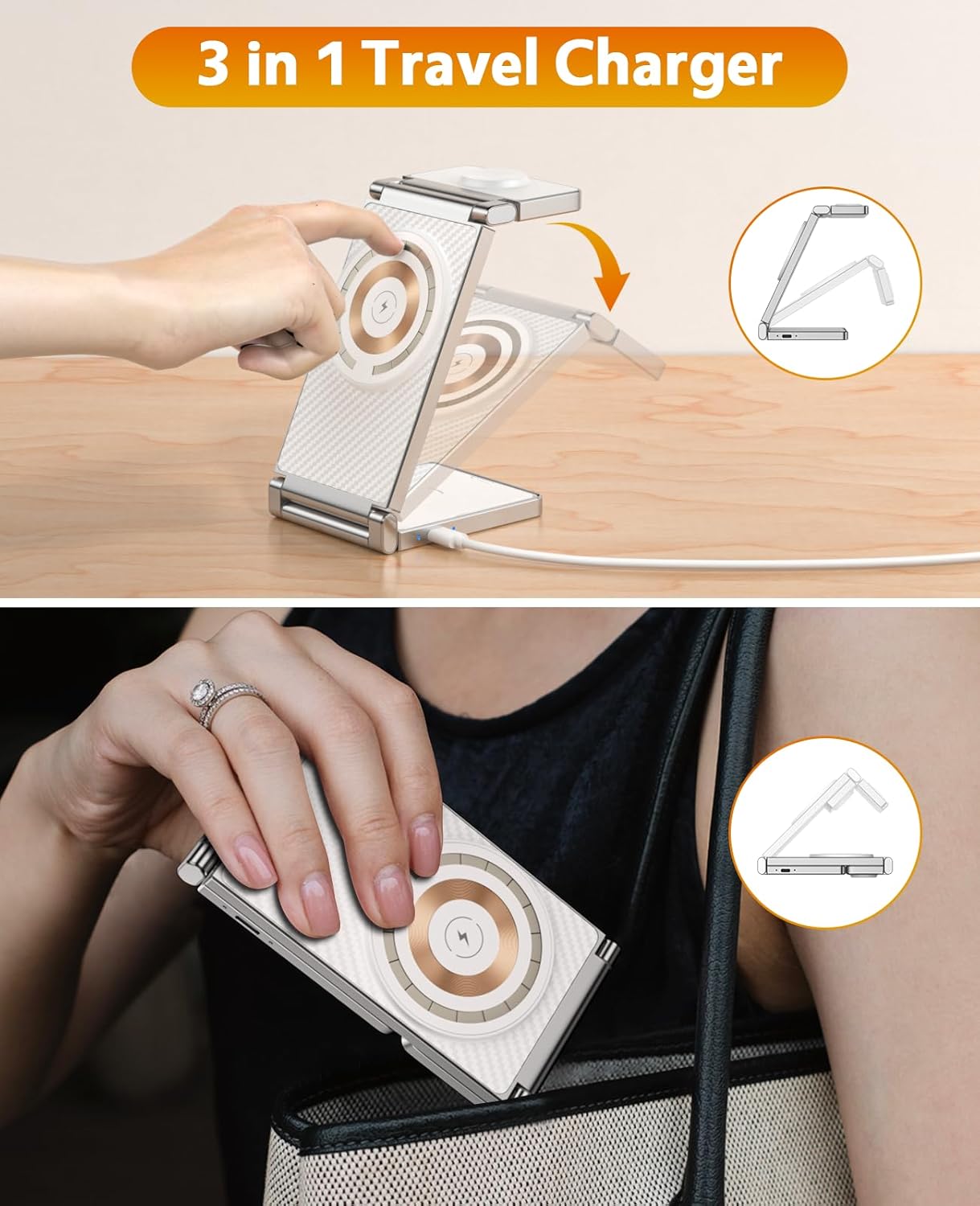 REOKILY Mag-Safe – Soporte de carga para iPhone y reloj para dispositivos Apple, base de carga plegable magnética 3 en 1 para Airpods y iPhone