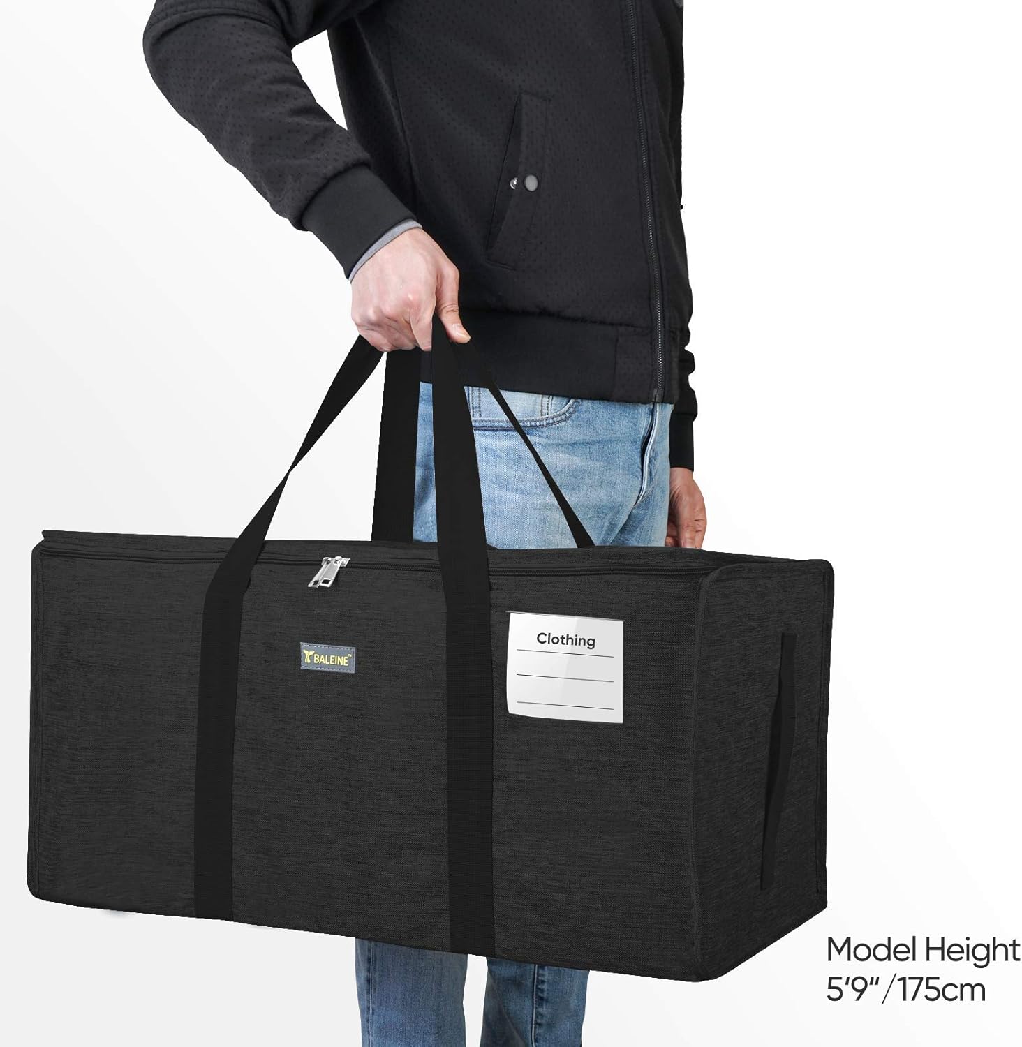 Bolsa de almacenamiento BALEINE extra grande con cremalleras y agarraderas, transportable, hecha de tela oxford para lavandería, ahorro de espacio,