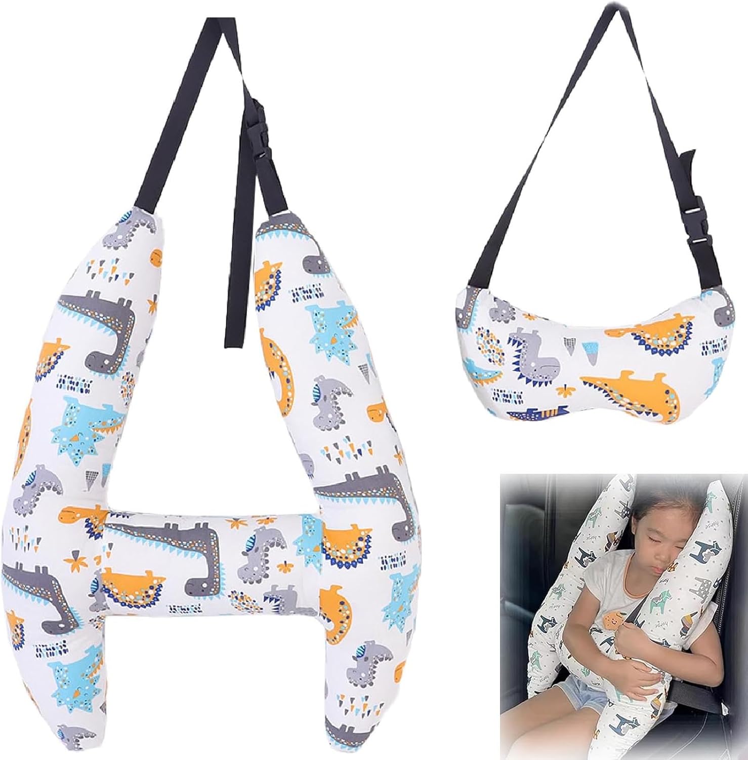 Forma de H – Soporte de cabeza para dormir de coche para niños, forma de H, soporte de cabeza para dormir de automóvil, almohadas de viaje para