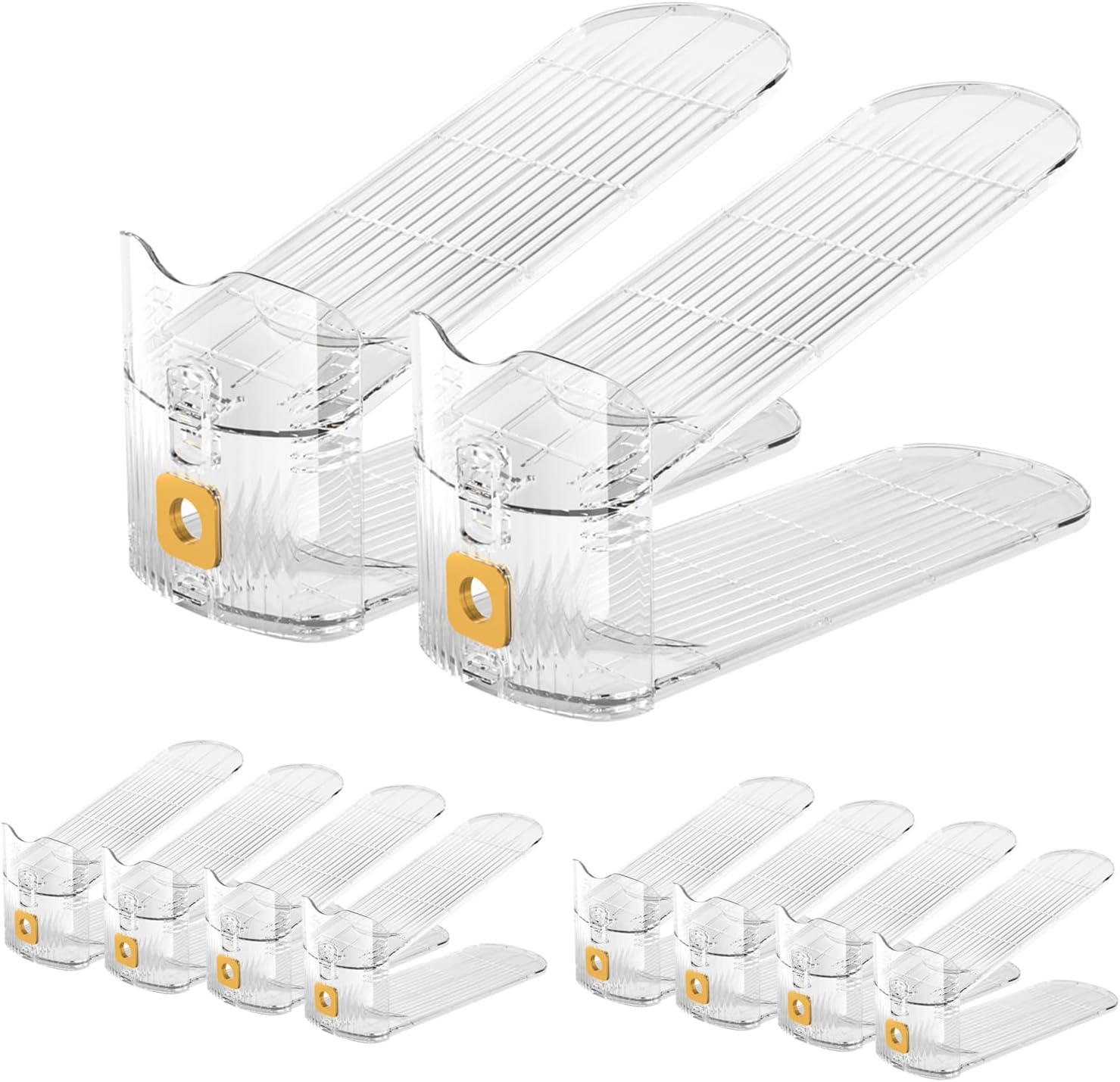 CiBiZi Organizadores ajustables para zapatos, paquete de 10 unidades, apilador de zapatos que ahorra espacio transparente, organizador para