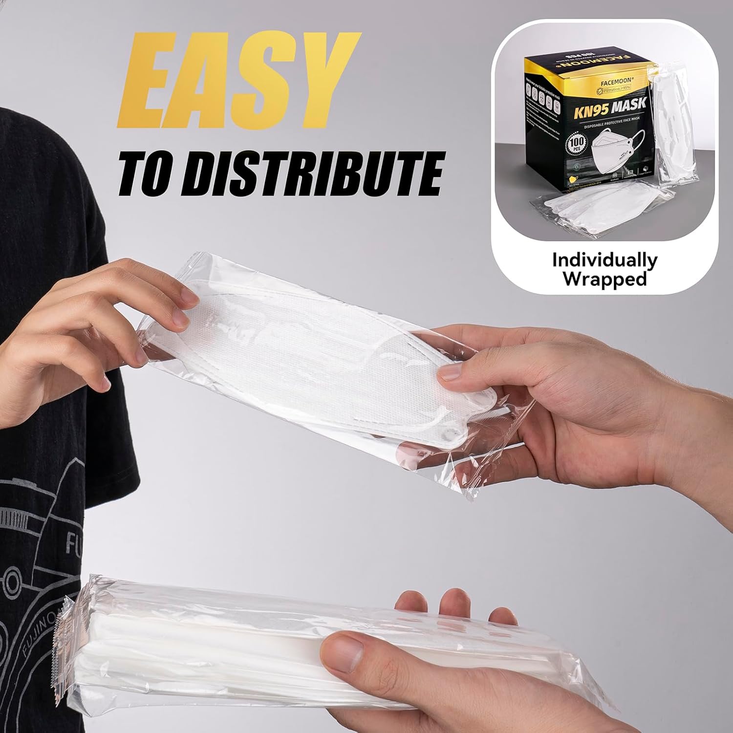 KN95 – Cubrebocas desechables para adultos, paquete de 100 mascarillas KN95 ajustables, protección de 5 capas, transpirable, cómodo, respirador,