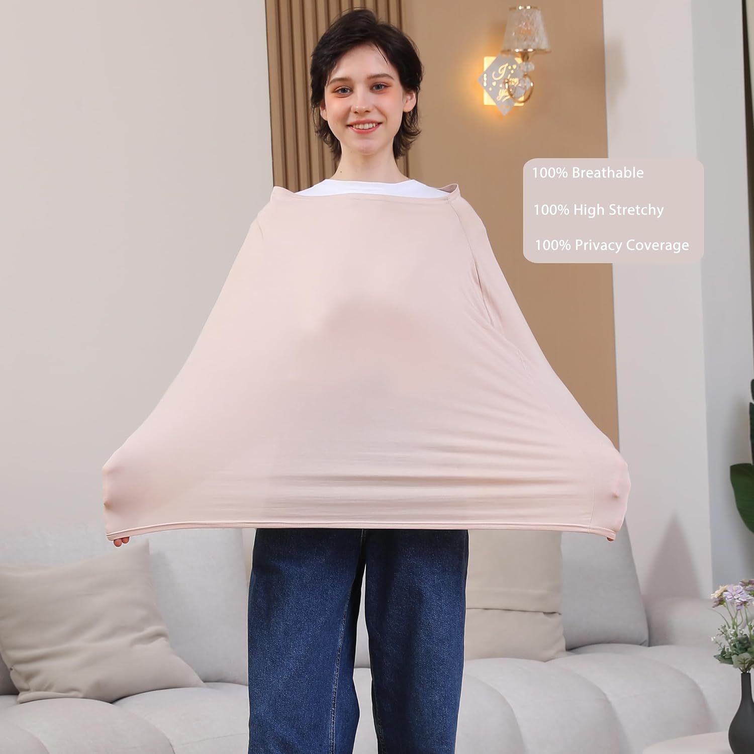 Funda de asiento de automóvil transpirable para bebés, funda de lactancia de rayón suave multiusos para lactancia, toldo de asiento de automóvil de