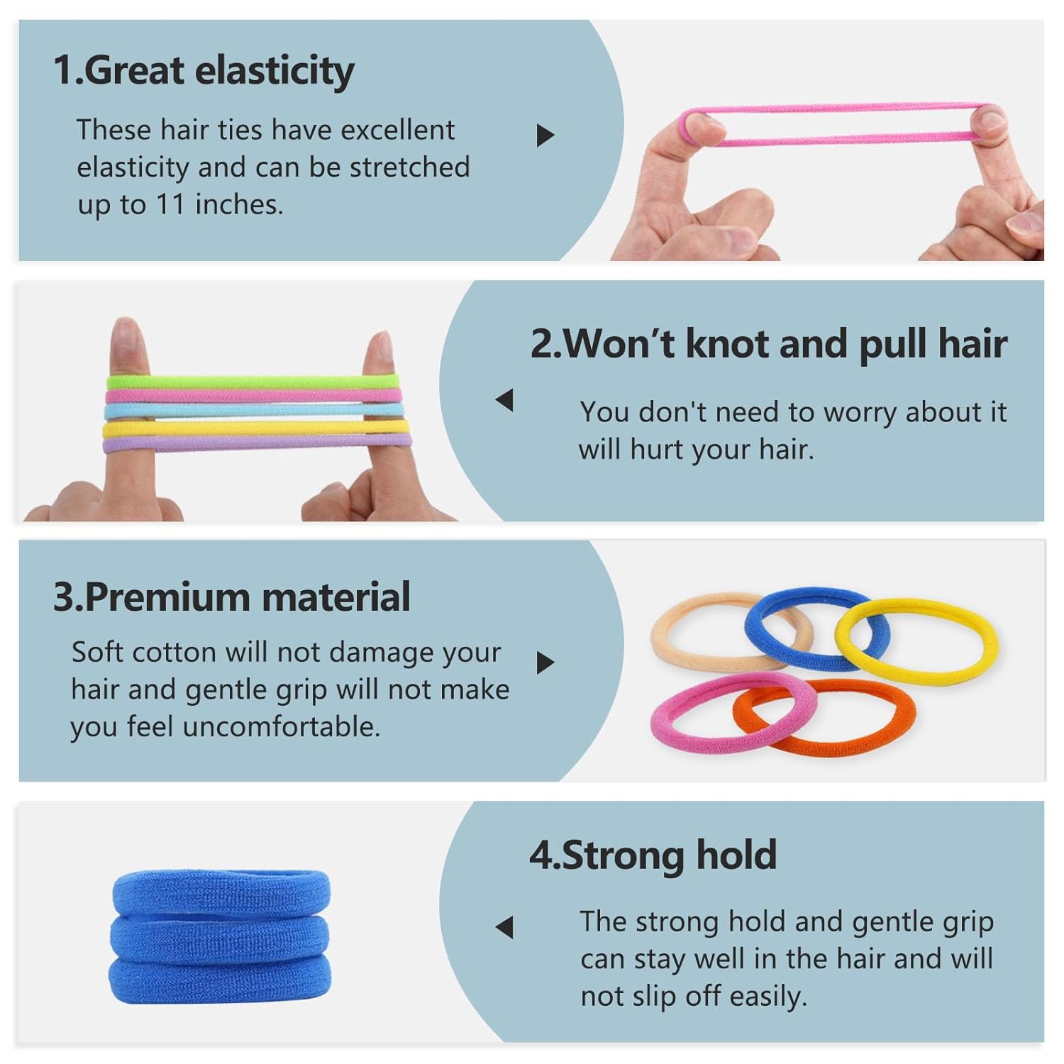 100 ligas para el cabello, ligas para el cabello sin daños, soportes para cola de caballo, elásticos para el cabello, accesorios para el cabello