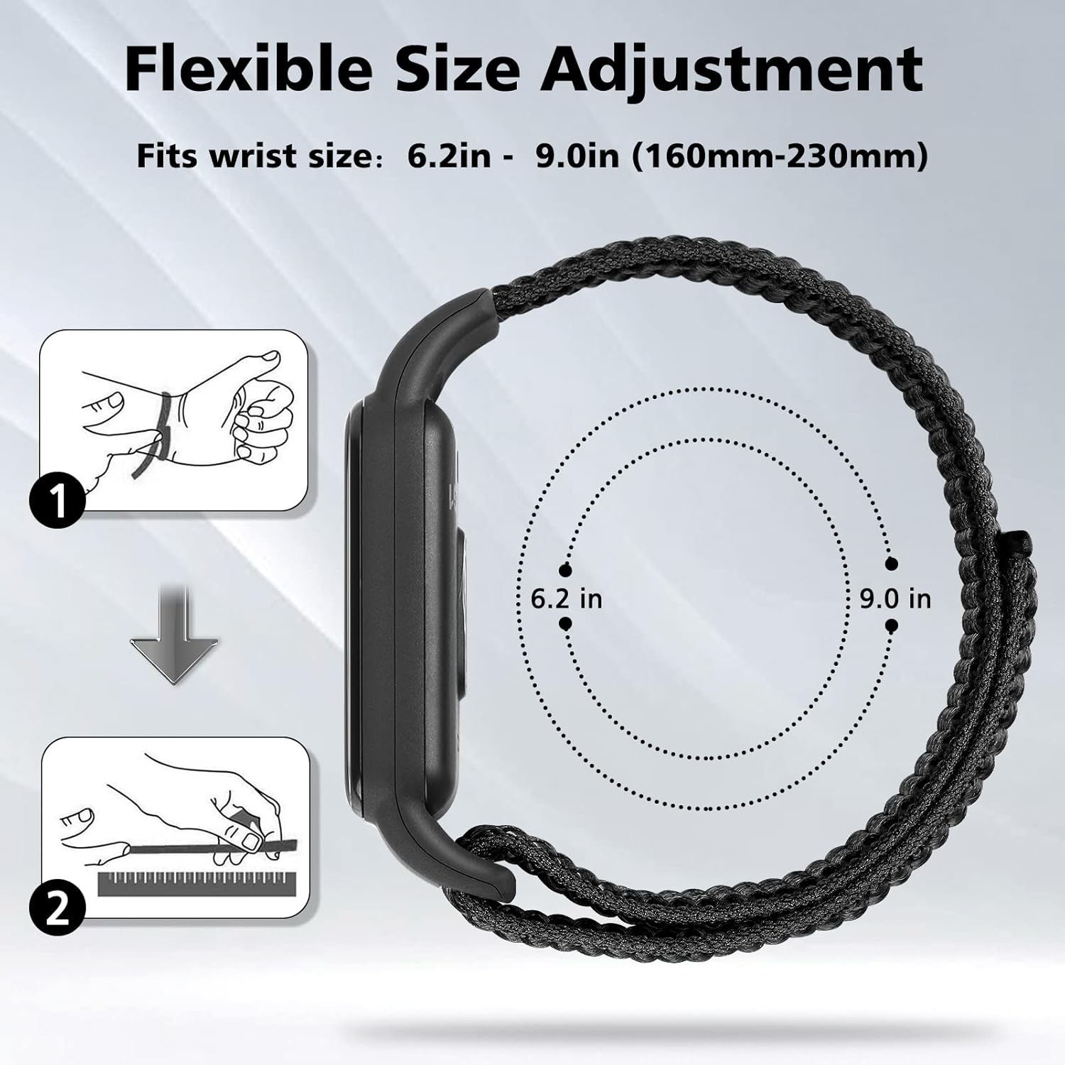 YCHDDER Solo Loop – Correas de nailon compatibles con Amazfit Band 7, suave, transpirable, cómoda, ajustable, colorida correa de repuesto deportiva