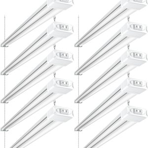 BBOUNDER Paquete de 10 luces LED enlazables para tienda con reflector, luz fría superbrillante de 6500 K, 4400 LM, 4 pies, accesorio integrado de 48 BBOUNDER Paquete de 10 luces LED enlazables para tienda con reflector, luz fría superbrillante de 6500 K, 4400 LM, 4 pies, accesorio integrado de 48