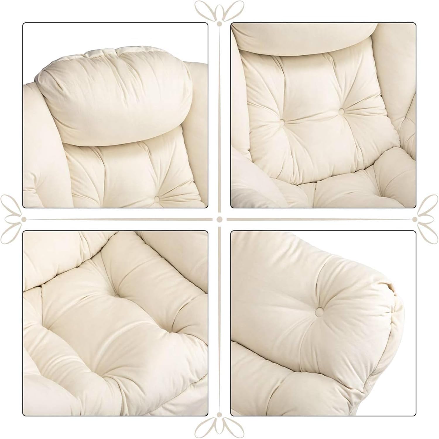 AcozyHom Moderno juego de silla perezosa de tela y reposapiés plegable, sillón contemporáneo y otomano portátil, sofá de ocio con marco de acero y