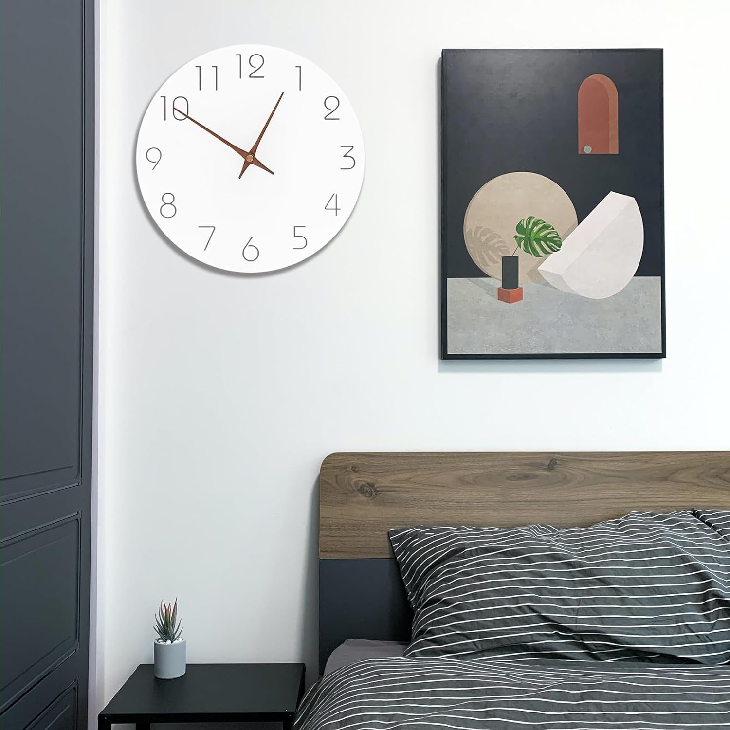 WLIEYEE Reloj de pared de madera de 10 pulgadas con movimiento de barrido sin tictac, funciona con pilas, reloj decorativo para sala de estar,
