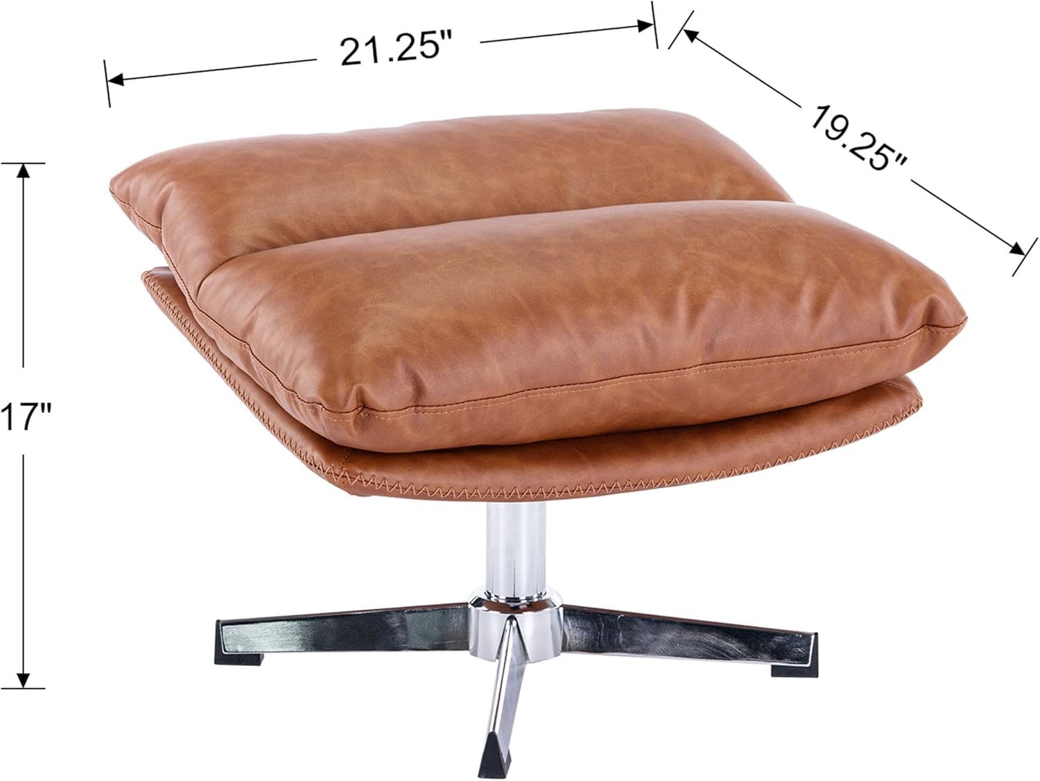 VESCASA Silla decorativa giratoria tapizada con otomana, silla de lectura Leathaire con reposapiés, cómodo juego de sillas de descanso con taburete
