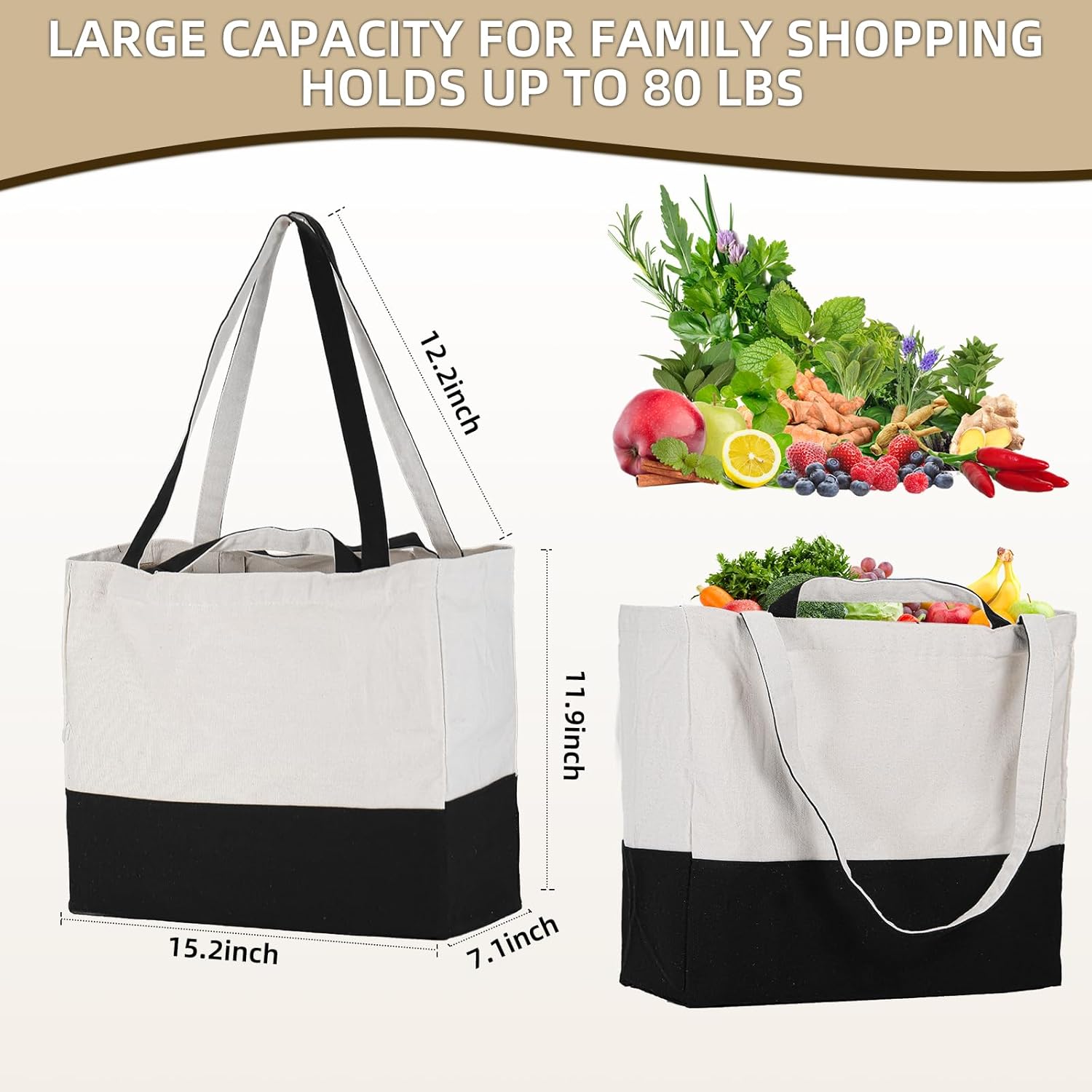 LINICE Bolsas de compras reutilizables para comestibles, plegables y resistentes, con asas