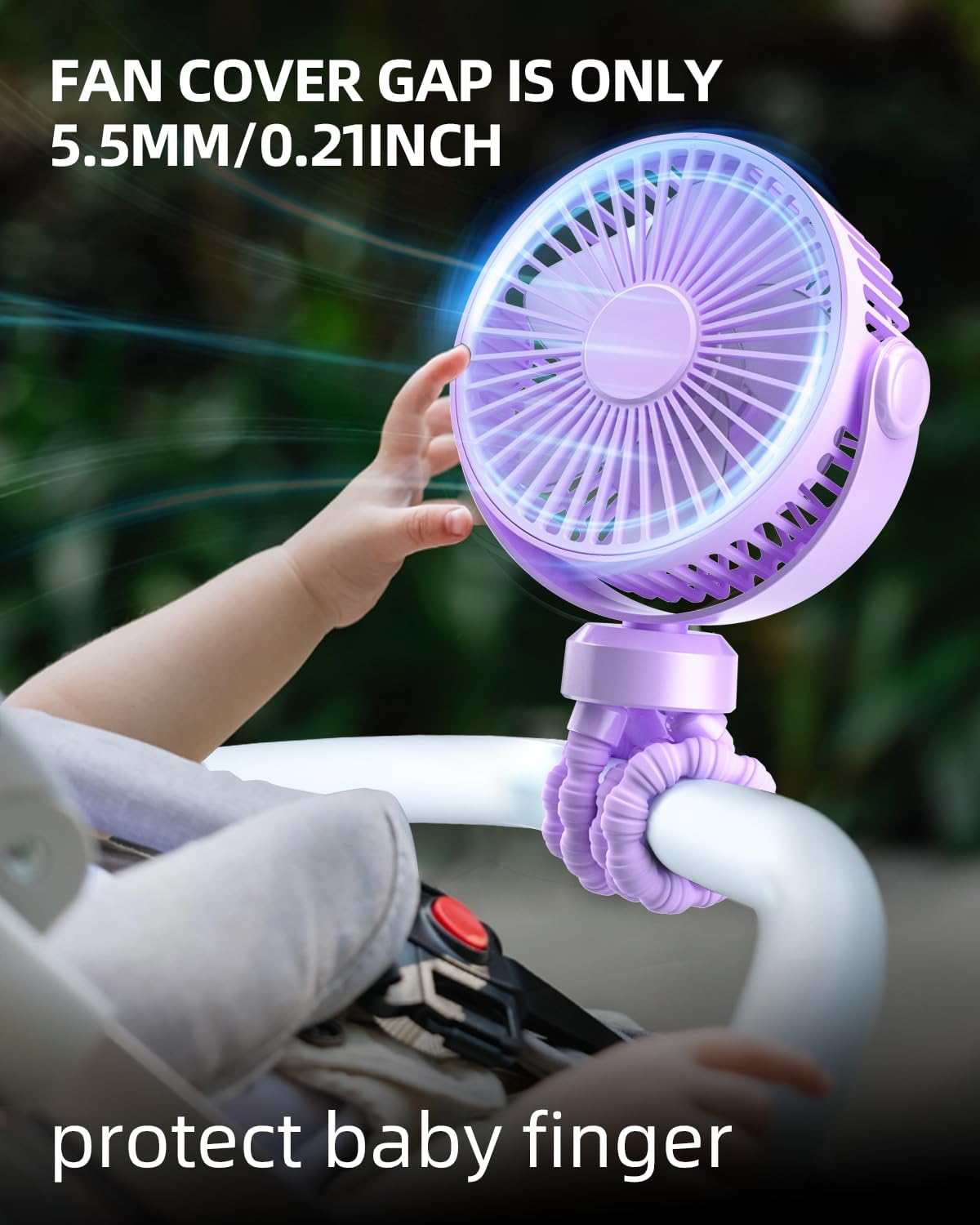 Ventilador de cochecito, ventilador portátil con clip, ventilador portátil con rotación de 360, ventilador de escritorio personal recargable por