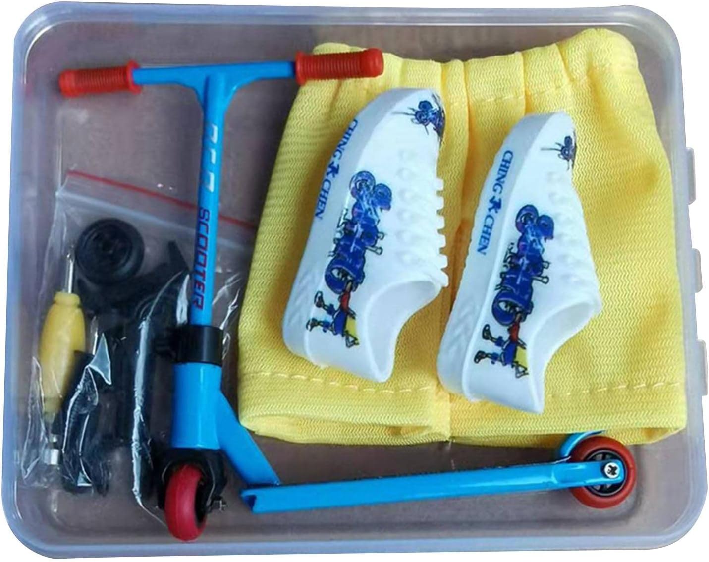 Scooter de dedo, juego de scooter de dedo de aleación con scooters, zapatos de dedos, accesorios para tablero de dedos para movimiento de la punta