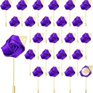 24 piezas de flores de satén de seda para novios con hojas de oro para boda, decoración de fiesta de graduación, ramillete de graduación, accesorios 24 piezas de flores de satén de seda para novios con hojas de oro para boda, decoración de fiesta de graduación, ramillete de graduación, accesorios