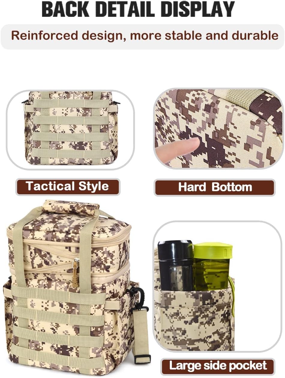 Lonchera táctica para hombres, gran bolsa de almuerzo con aislamiento expandible, duradera, impermeable, a prueba de fugas, para adultosviajes de