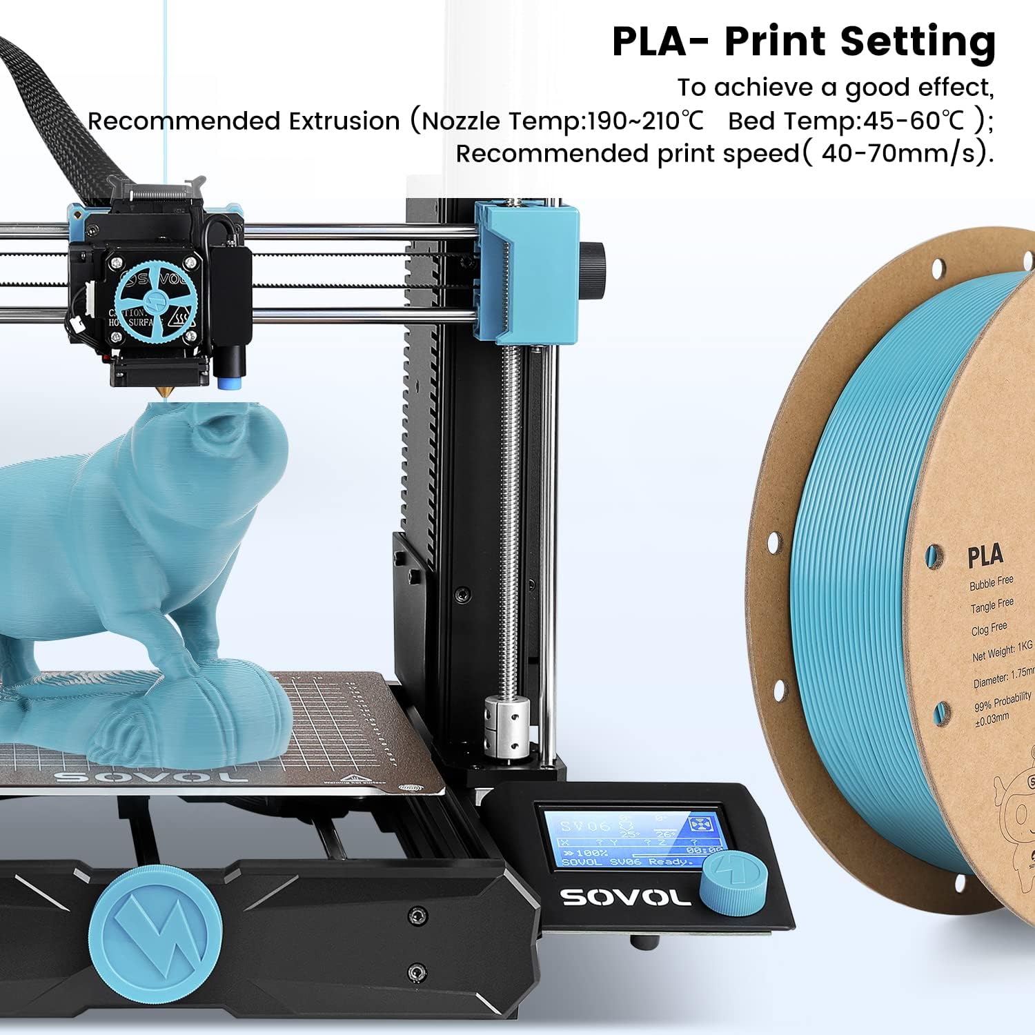 Sovol Filamento PLA para impresora 3D, materiales de impresión de carrete de 4.4 lbs (4.4 libras), estanqueidad del cableado, precisión dimensional