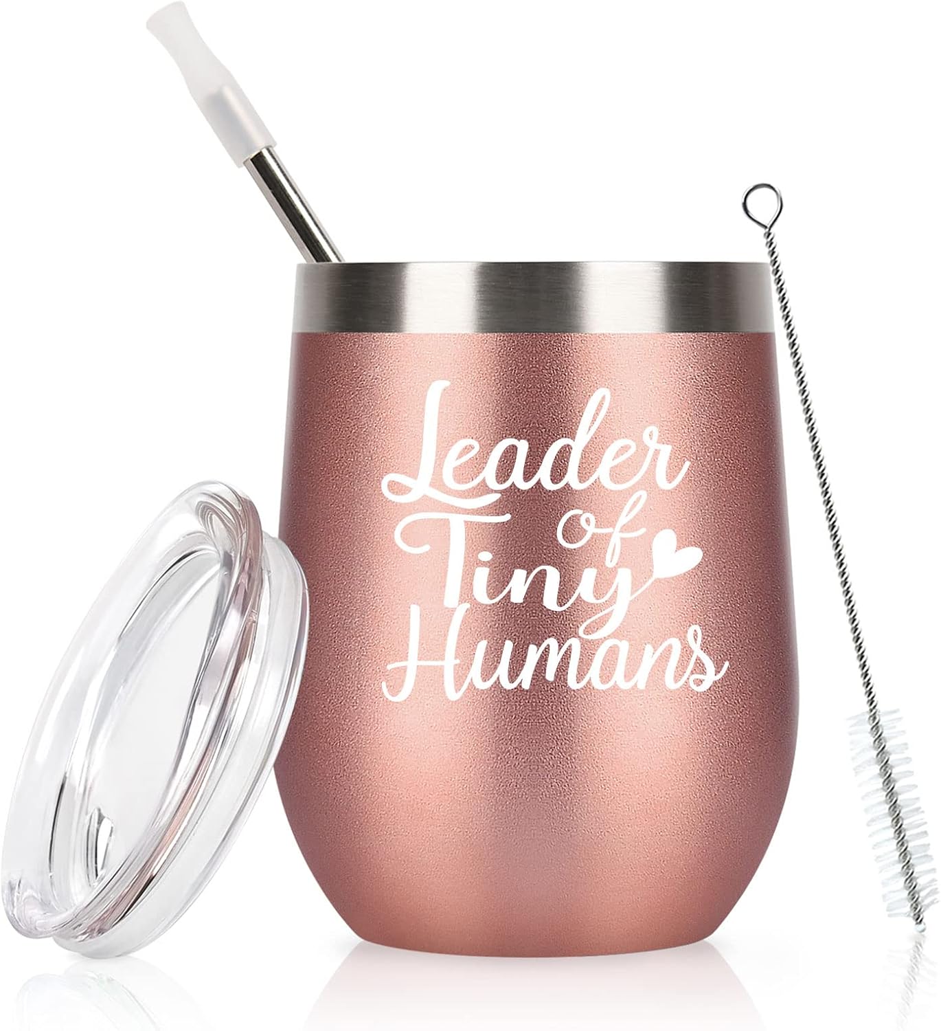 Regalos de agradecimiento a las maestras para mujeres, vaso de vino aislado de acero inoxidable con tapa, regalo de agradecimiento para profesora y