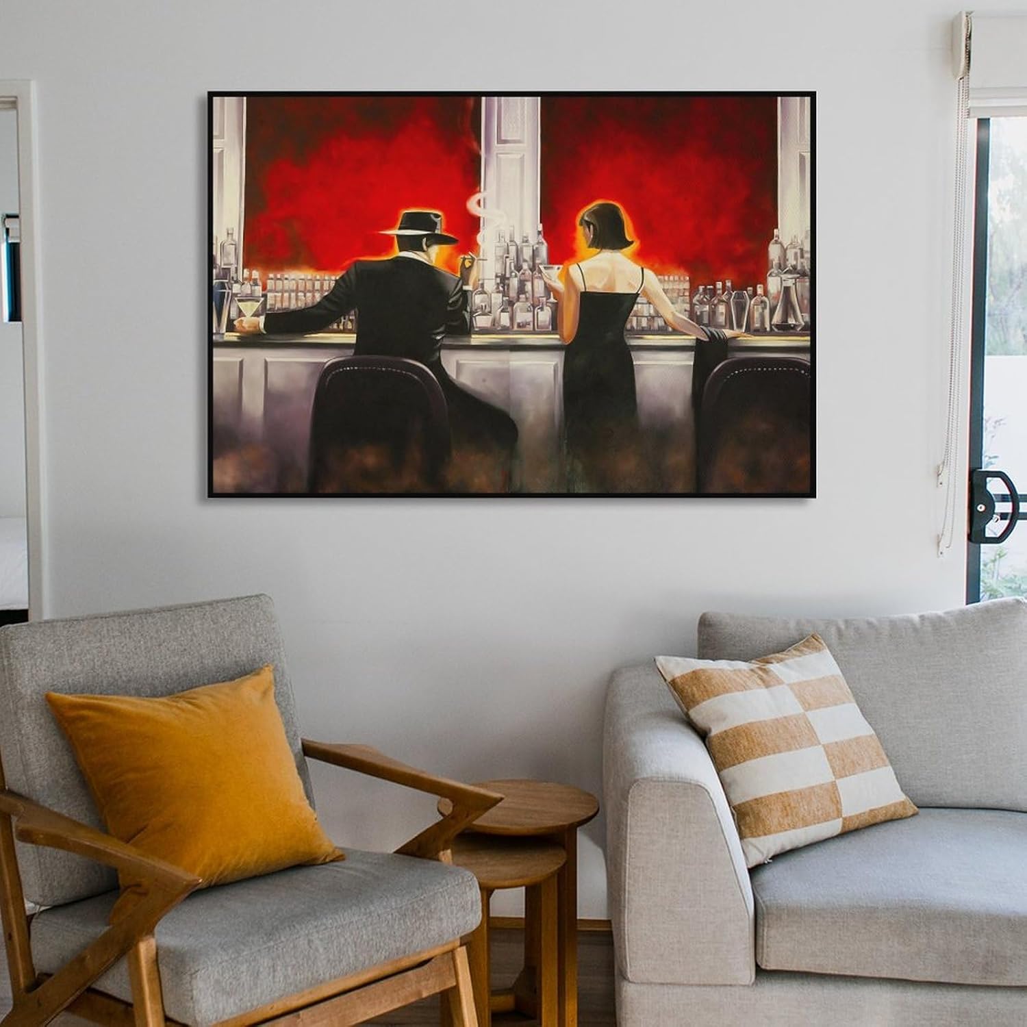 Arte de pared de barra de puros, lienzo para decoración de pared, para hombres y mujeres, arte de pared para disfrutar de beber en el bar, pintura