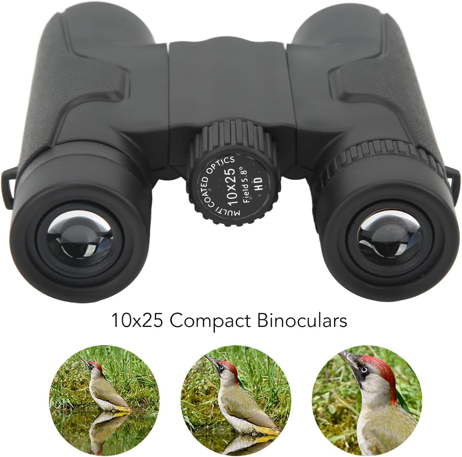 10×25 Binoculars for Adults, Compact HD Folding Binoculars with Storage Bag for Bird Watching,Concert, Theater, Travel