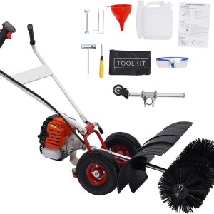 Escoba eléctrica de gas 52 CC 2.5 HP, escoba de barrido para caminar detrás de la mano, barredora de empuje para césped, hojas, nieve, césped Escoba eléctrica de gas 52 CC 2.5 HP, escoba de barrido para caminar detrás de la mano, barredora de empuje para césped, hojas, nieve, césped