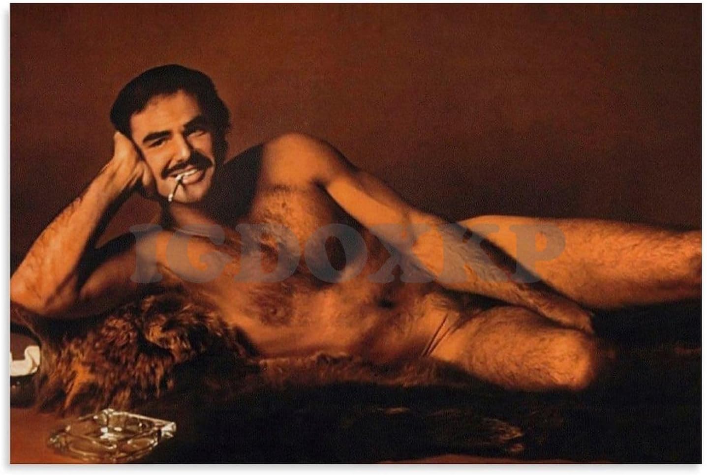 ETOMEY Burt Reynolds – Póster de piel de oso, póster de lienzo para decoración de dormitorio, oficina, habitación, regalo, sin marco, 24 x 16