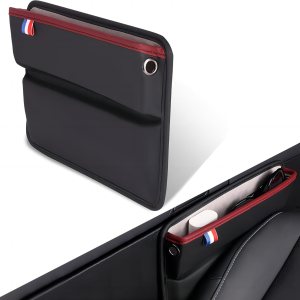 Gseigvee Organizador de espacio para automóvil, 1 unidad, para rellenar espacio de asiento, caja de almacenamiento de cuero con agujero para cable, Gseigvee Organizador de espacio para automóvil, 1 unidad, para rellenar espacio de asiento, caja de almacenamiento de cuero con agujero para cable,