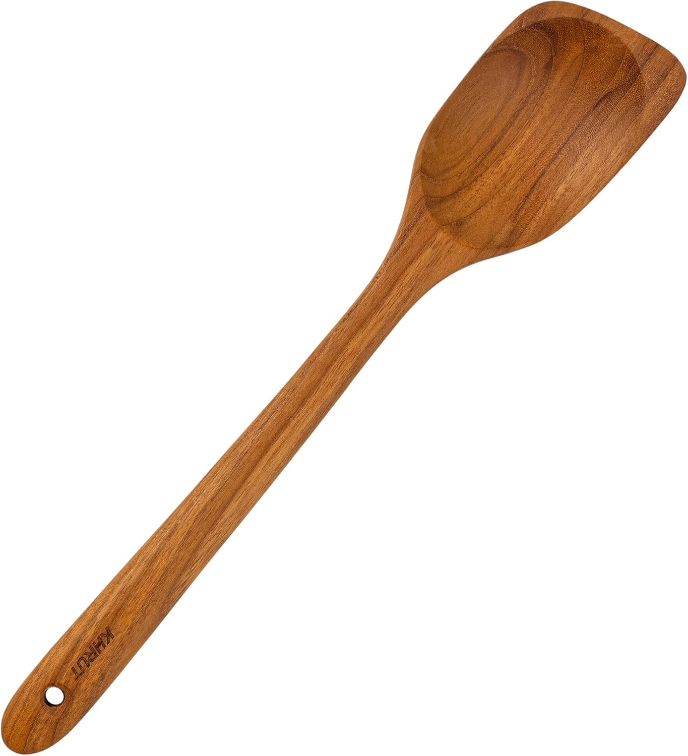 Cuchara de esquina de teca, 13.2 pulgadas de largo, utensilios de madera de teca, cuchara de esquina de madera, cuchara de esquina de mango largo