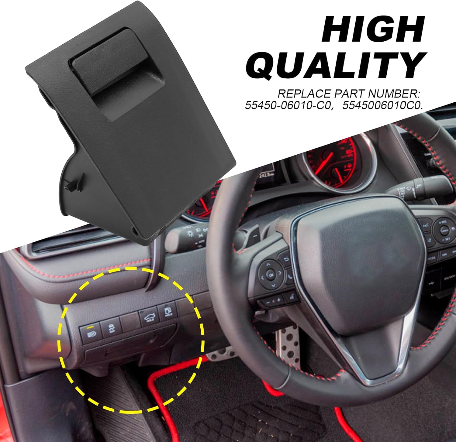 Soporte para caja de monedas de repuesto para 555450-06010-C0 5545006010C0 compatible con Toyota Camry Dashboard Moneda Box Assembly 2018 2019 2020