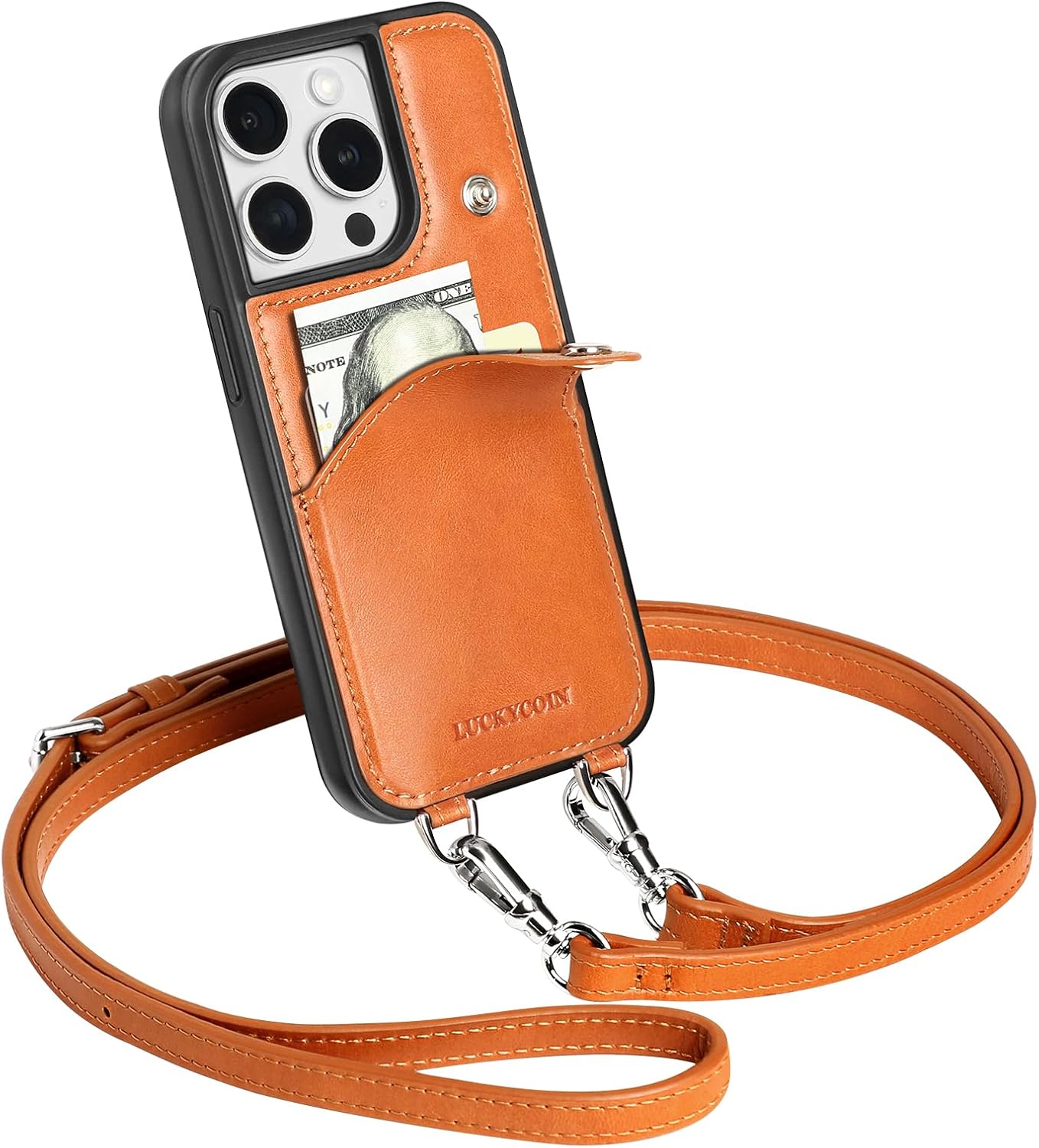 Funda para iPhone 14 Pro de 6.1 pulgadas de piel para mujer, con tarjetero y correa cruzada desmontable, bolso para teléfono con correa, bolsa