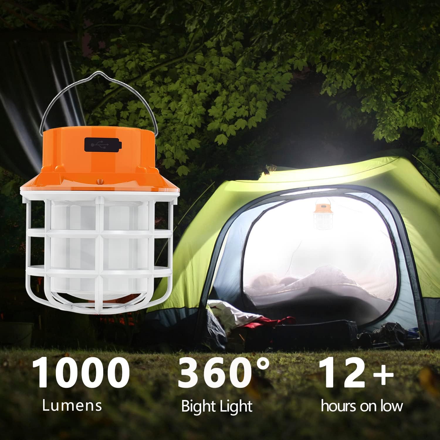 Linterna LED de campamento de 1000 lúmenes, 5 modos de luz, linterna de luz impermeable perfecta para huracanes, emergencias, kits de supervivencia,