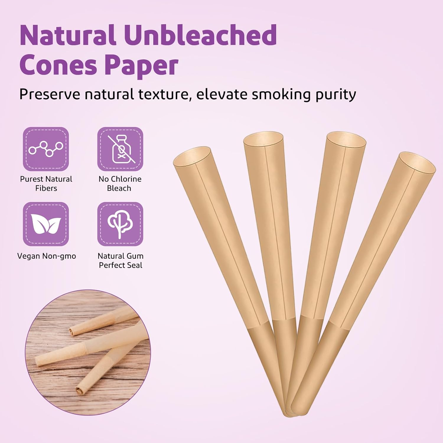 Conos preenrollados 1-14 con cuentas de sabor a uva reventadas (30 paquetes de conos pop)  Conos rodantes sin refinar envolturas de papel de