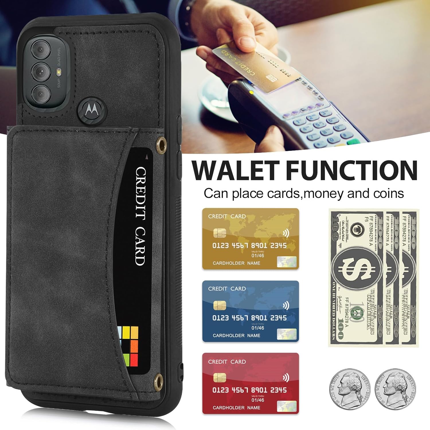 Asuwish Funda para teléfono Motorola Moto G Power 2022MotoG Play 2023G Pure 2021 con protector de pantalla de vidrio templado y soporte para tarjeta