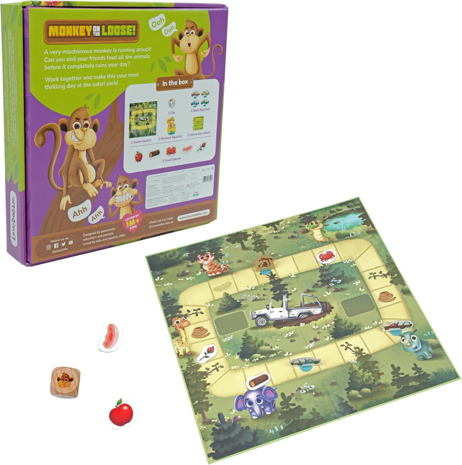 Safari Escape – Juego de mesa Monkey on the Loose Dodge The Mischievous Monkey, maniobra desafíos y completa la misión de alimentación de animales
