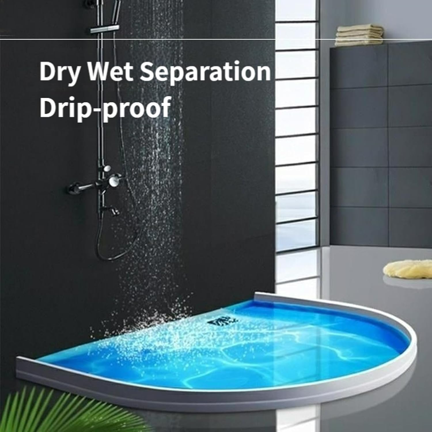 Tira de retención de agua de silicona  Presa de agua plegable de 39.3 pulgadas, barrera de ducha amplia, protectores de ducha autoadhesivos para