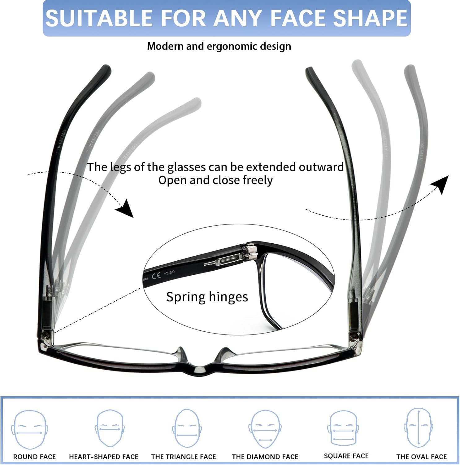 SIGVAN Paquete de 6 lentes de lectura para mujeres y hombres, bloqueo de luz azul, bisagra de resorte, antifatiga oculardeslumbramiento, lectores de