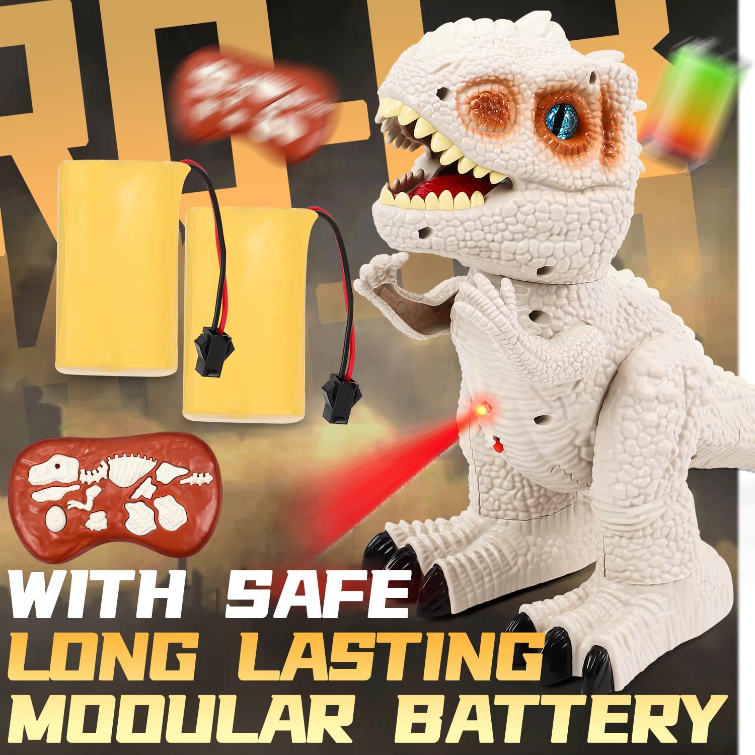 Juguetes de dinosaurio a control remoto para niños dinosaurio robot para niños, juguetes Jurassic T-rex RC Dino para niños pequeños, juguete de