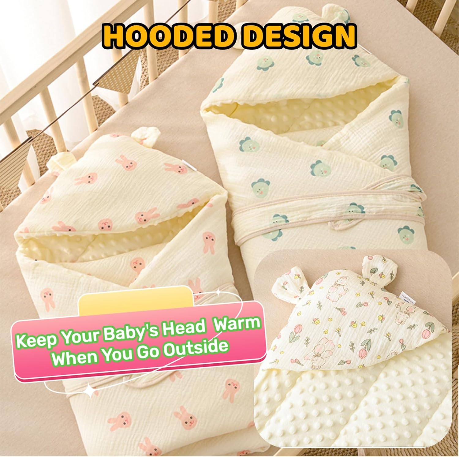 Manta Kawaii para bebé para niñas, de algodón cálido, bonita, agradable al tacto, transpirable (oso)