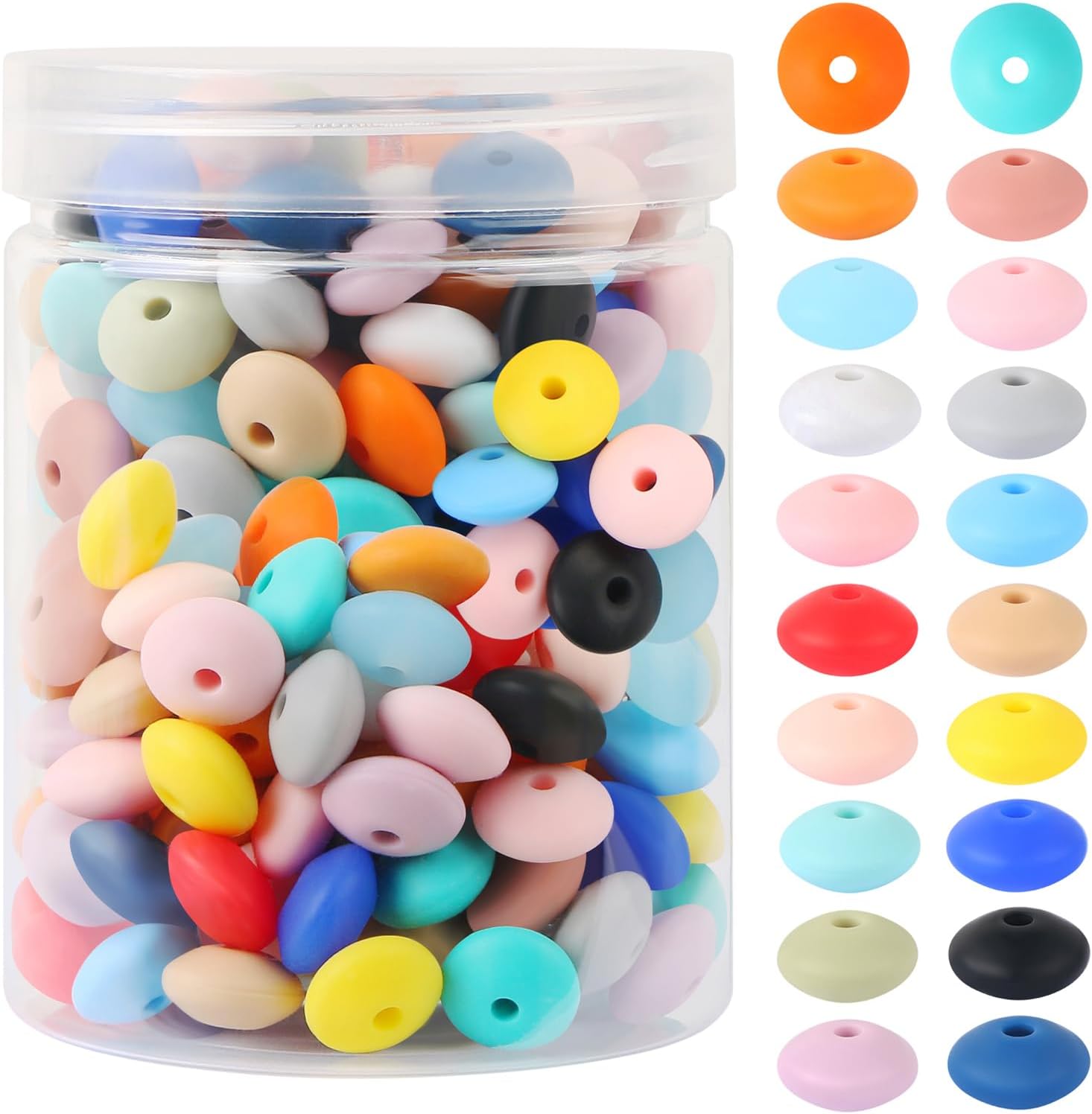 CCOZN – 100 cuentas de silicona de ábaco, cuentas focales de silicona coloridas a granel para bolígrafos, cuentas de silicona de 0.472 pulgadas con