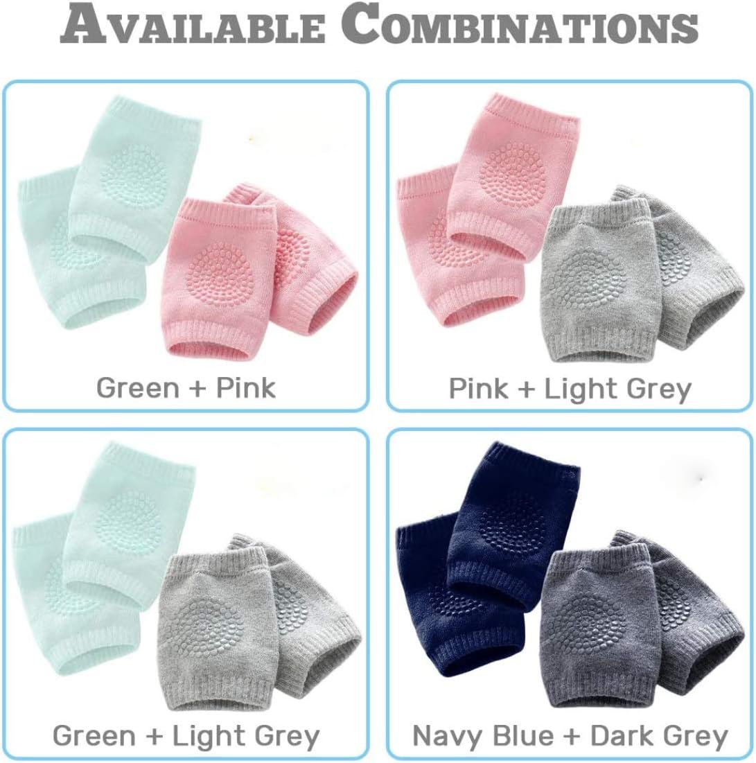Kalevel Rodilleras para gatear para bebés, protectores antideslizantes para bebé niño y niña (2 pares)