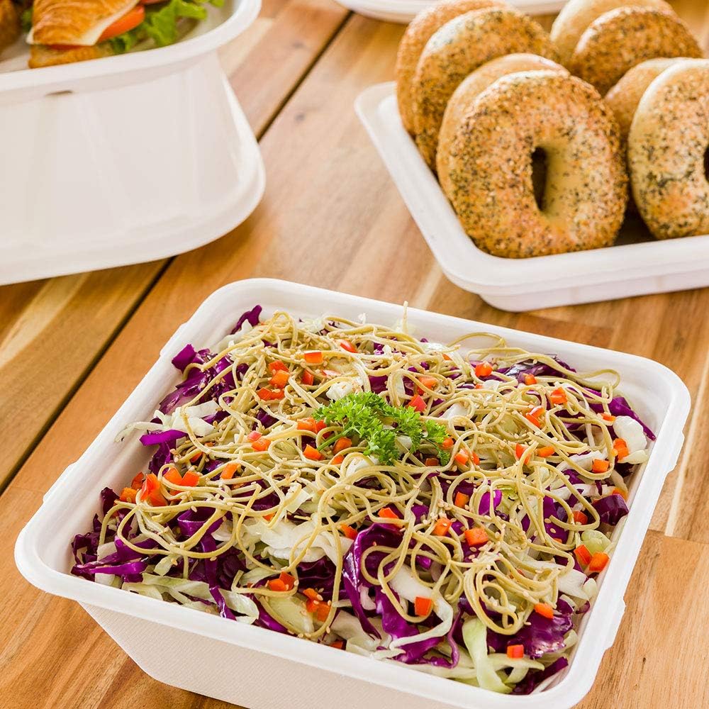 Restaurantware Pulp Tek – Cuencos desechables grandes de 160 onzas, 100 cuencos de bagazo compostables, resistentes a la grasa, aptos para